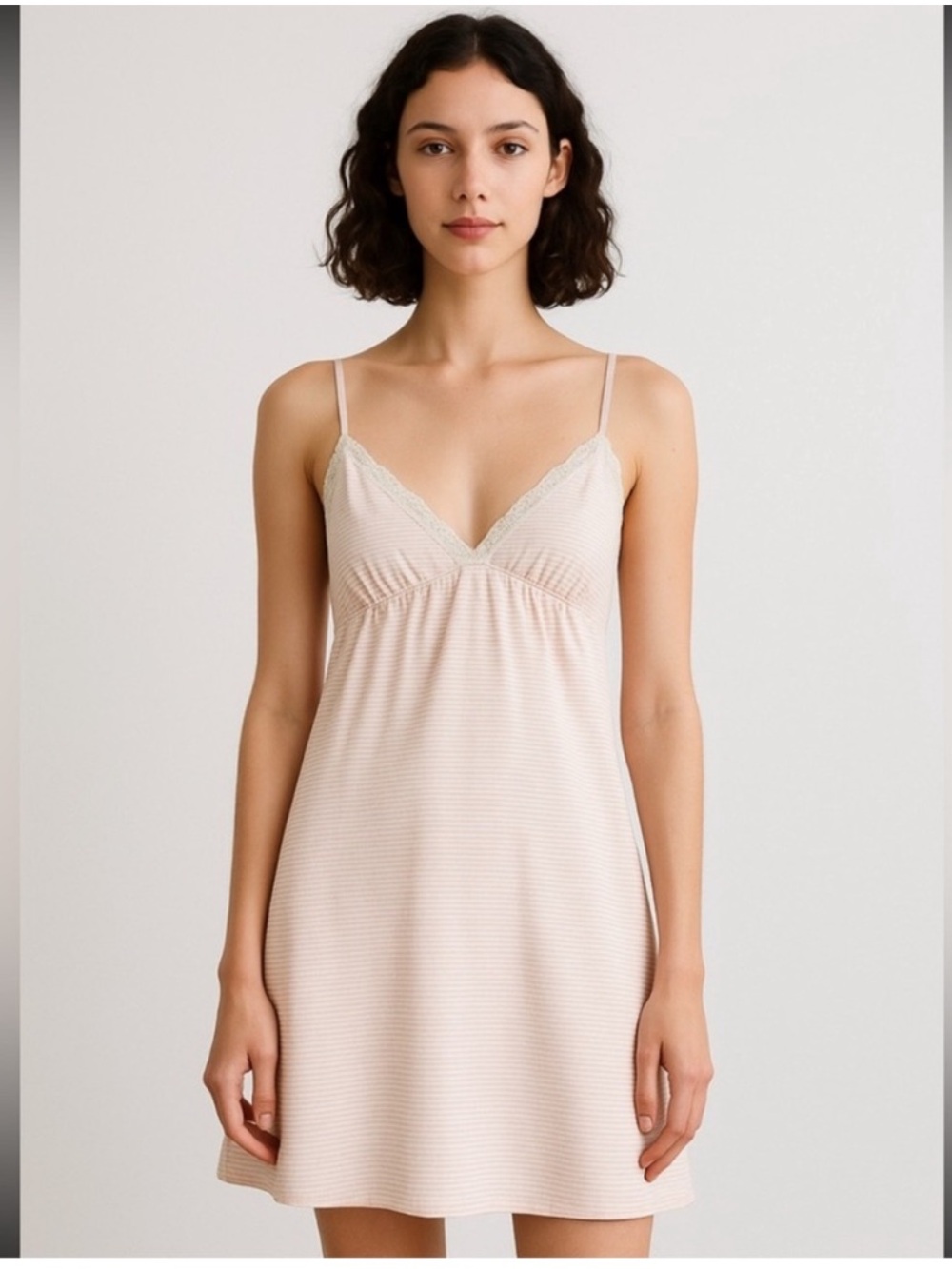 Brandy Melville  Pink and White Striped Baby Doll Dress